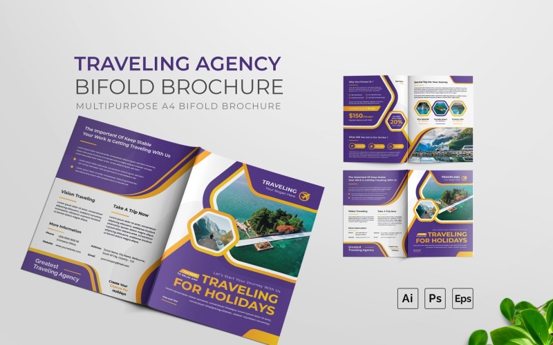 Traveling Agency Bifold Brochure Corporate Identity