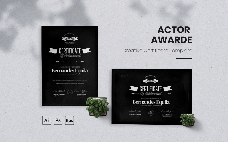 Black Actor Awarde Black Certificate Certificate Template