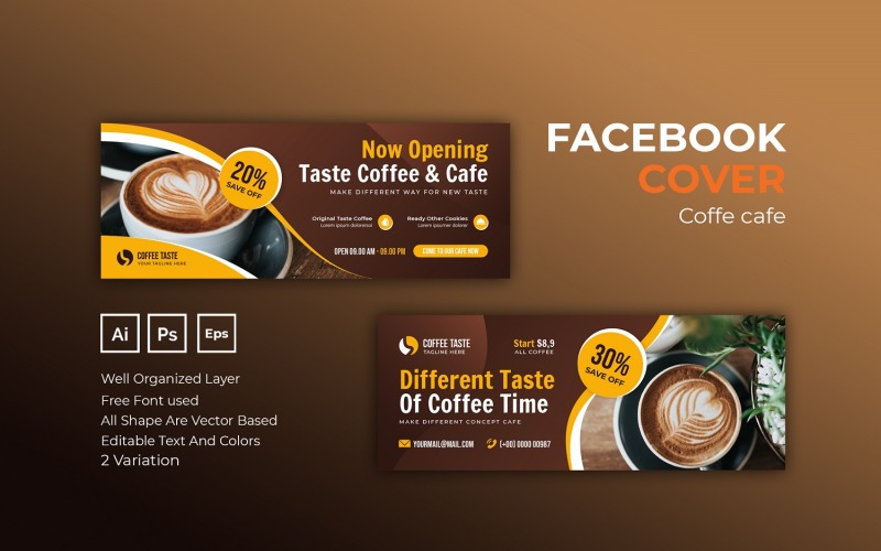 Coffee Cafe Facebook Cover Social Media