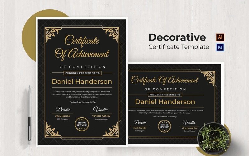Decorative Document Certificate Certificate Template