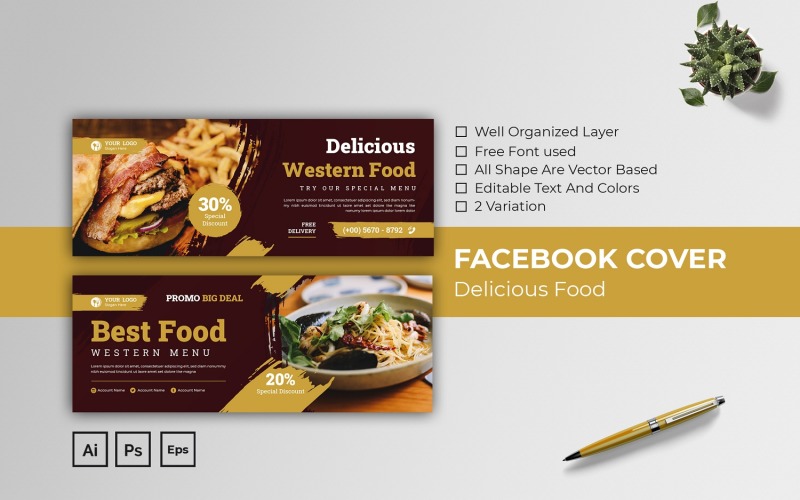 Delicious Food Facebook Cover Social Media