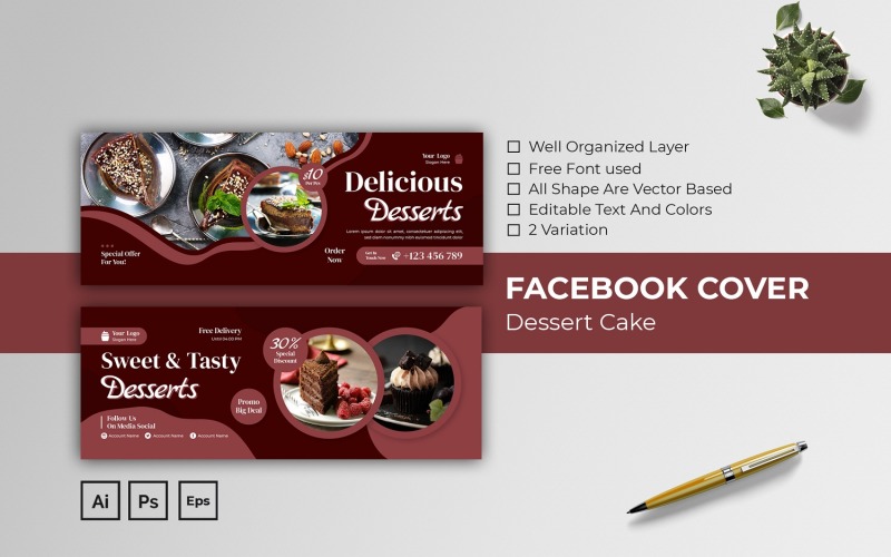 Dessert Cake Facebook Cover Social Media