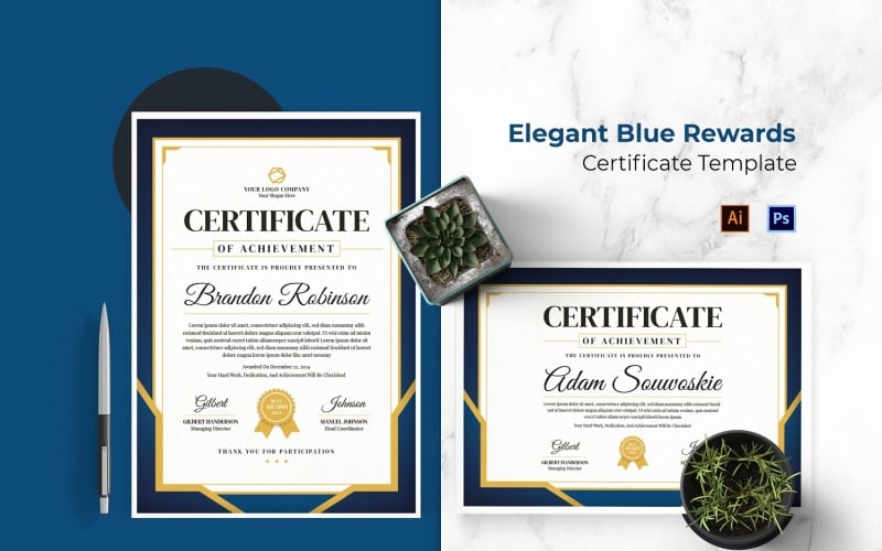 Elegant Blue Rewards Certificate Certificate Template