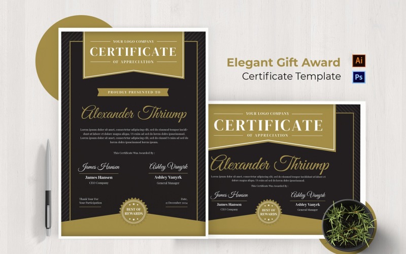 Elegant Gift Award Certificate Certificate Template