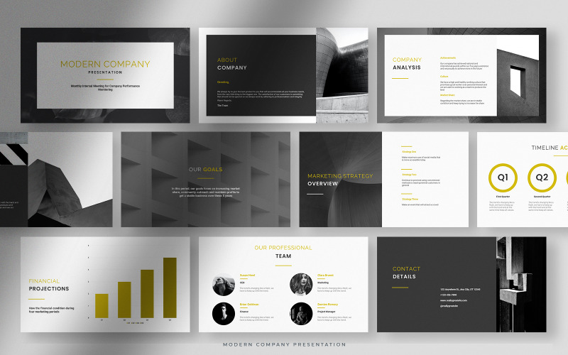 Grayscale Modern Company Presentation PowerPoint Template