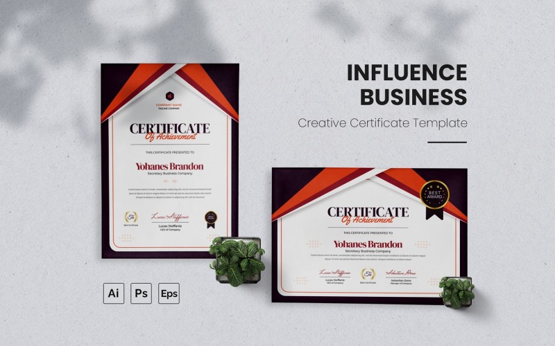 Influence Business Certificate Certificate Template