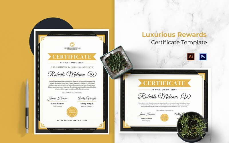 Luxurious Rewards Certificate Certificate Template