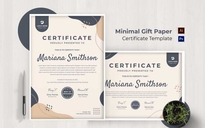 Minimal Gift Paper Certificate Certificate Template