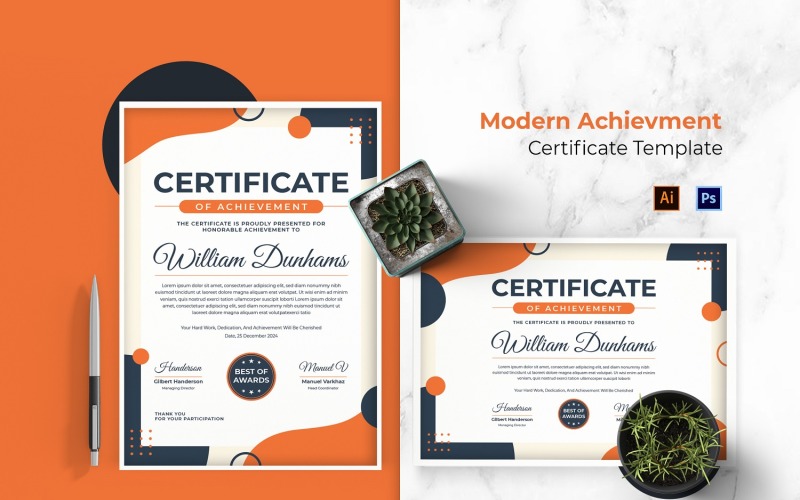 Modern Achievment Certificate Certificate Template