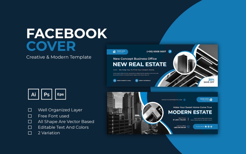 Modern Estate Facebook Cover Social Media