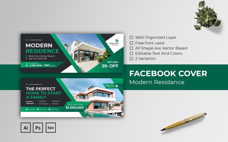 Modern Residence Facebook Cover Social Media
