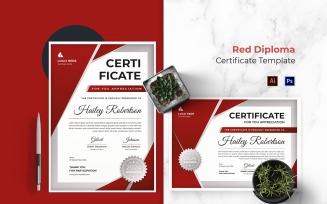 Red Diploma Certificate Template
