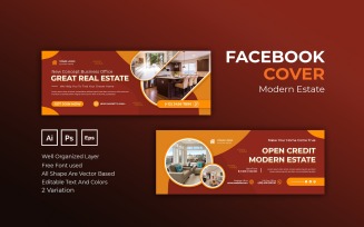 Red Modern Estate Facebook Cover