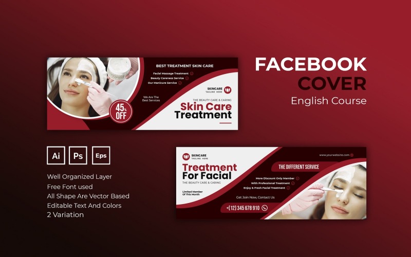 Red Skin Care Facebook Cover Social Media