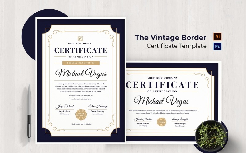 Vintage Border Certificate Certificate Template