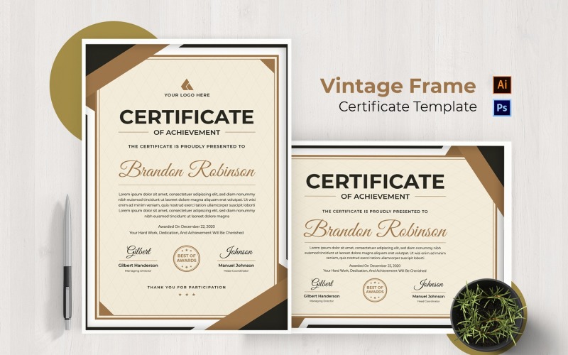 Vintage Frame Honor Certificate Certificate Template