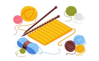 Knitting Isometric Background 201030136 Vector Illustration Concept