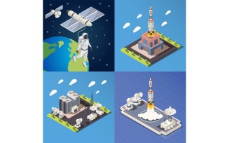 Space Research Isometric 2X2 201260728 Vector Illustration Concept