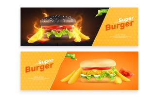 Burger Fastfood Banners Realistic 201230963 Vector Illustration Concept