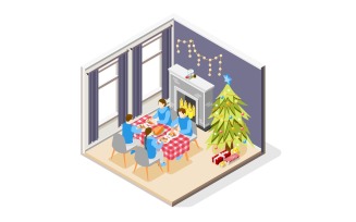 Christmas Mood Isometric Composition 201130111 Vector Illustration Concept