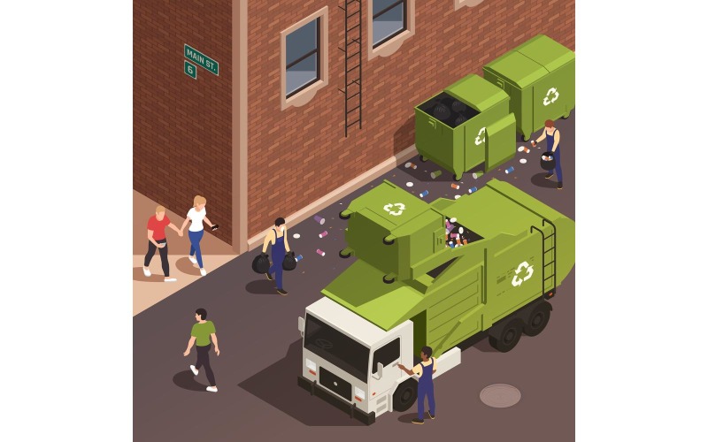 Garbage Recycling Isometric 201210122 Vector Illustration Concept