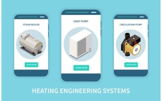 Heating System Isometric Set 210110923 Vector Illustration Concept