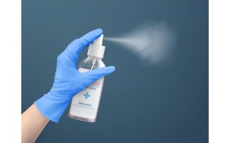 Sanitaser Spray In Hand Realistic 201121123 Vector Illustration Concept