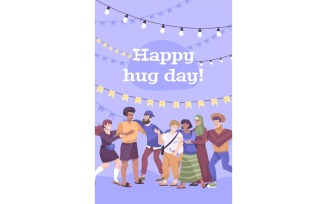 Hug Day Card Flat 201150722 Vector Illustration Concept