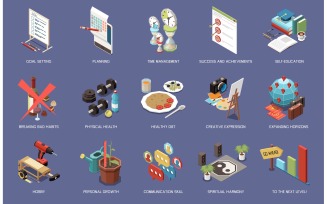 Personal Growth Self Development Isometric Icons 201210901 Vector Illustration Concept