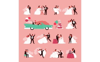 Wedding Couple Color Set 210260523 Vector Illustration Concept