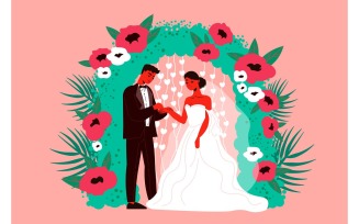 Wedding Couple Floral Arch 210260525 Vector Illustration Concept