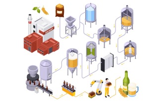 Brewery Beer Production Isometric 210203906 Vector Illustration Concept