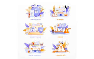 Data Privacy Day Icons Color Flat 210130906 Vector Illustration Concept
