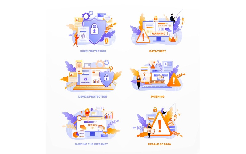 Data Privacy Day Icons Color Flat 210130906 Vector Illustration Concept
