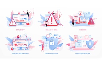 Data Privacy Day Icons Flat Set 210130901 Vector Illustration Concept