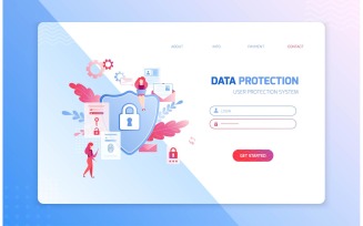 Data Privacy Web Site Landing Page Flat 210130903 Vector Illustration Concept