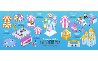 Isometric Amusement Park Infographics 210112113 Vector Illustration Concept