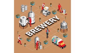 Isometric Brewery Flowchart 210110507 Vector Illustration Concept