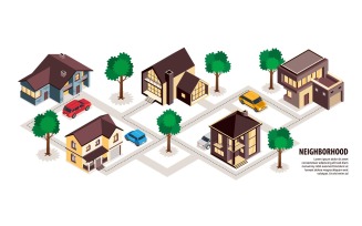 Isometric Modern Suburban Houses Infographics 210110528 Vector Illustration Concept