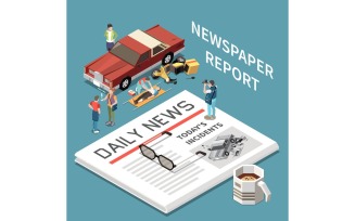 Newspaper Editorial Office Publishing Isometric 210110910 Vector Illustration Concept