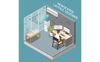 Newspaper Editorial Office Publishing Isometric 210110913 Vector Illustration Concept