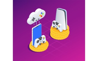Cloud Gaming Isometric 210120142 Vector Illustration Concept