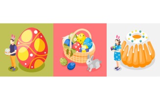 Easter Isometric Composition 210130129 Vector Illustration Concept