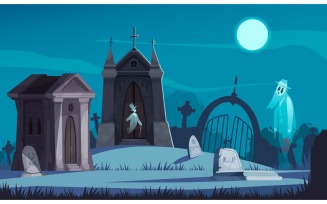 Old Cemetery Ghost Illustration 210112604 Vector Illustration Concept