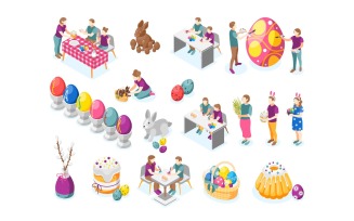 Easter Isometric Recolor 210130133 Vector Illustration Concept