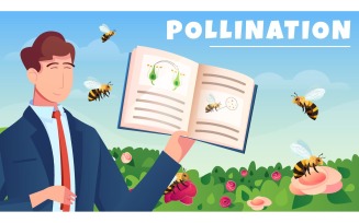 Pollination Flat 210251103 Vector Illustration Concept