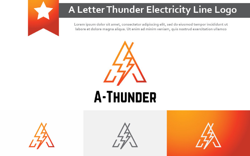 A Letter Thunder Storm Power Energy Electricity Line Logo Logo Template
