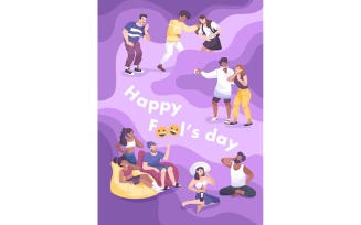 All Fools Day Card Flat 201250752 Vector Illustration Concept