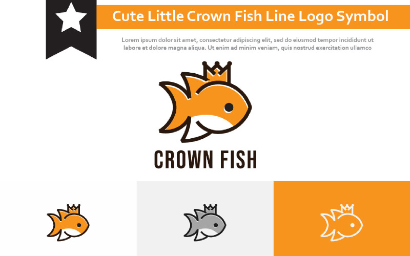 Cute Little Crown Fish Line Logo Symbol Logo Template