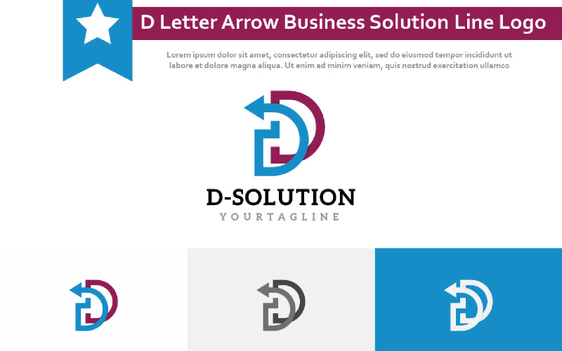 D Letter Arrow Business Solution Simple Line Logo Logo Template